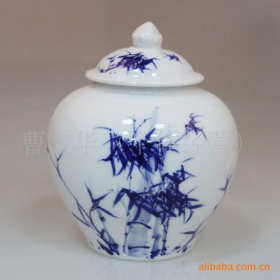 竹君子大号茶叶罐茶具 礼品茶具 青花茶具 景德镇茶具 茶具
