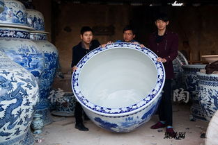 景德镇陶瓷鱼缸手绘青花睡莲缸特大号庭院