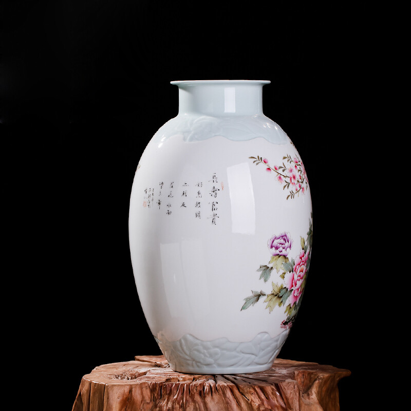 景德镇全手工粉彩陶瓷 长寿富贵艺术仿古花瓶的收藏与馈赠价值