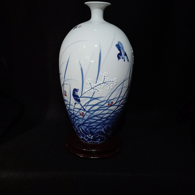 景德镇手绘青花摆件陶瓷小赏瓶价格、电话与图片